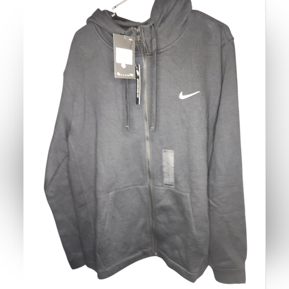 Mens XL Nike Club Fleece Hoodie Full Zip In Black NWT - Picture 9 of 9